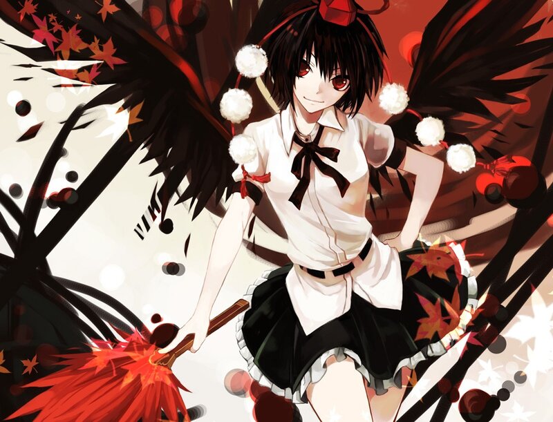 Anime girl with black wings