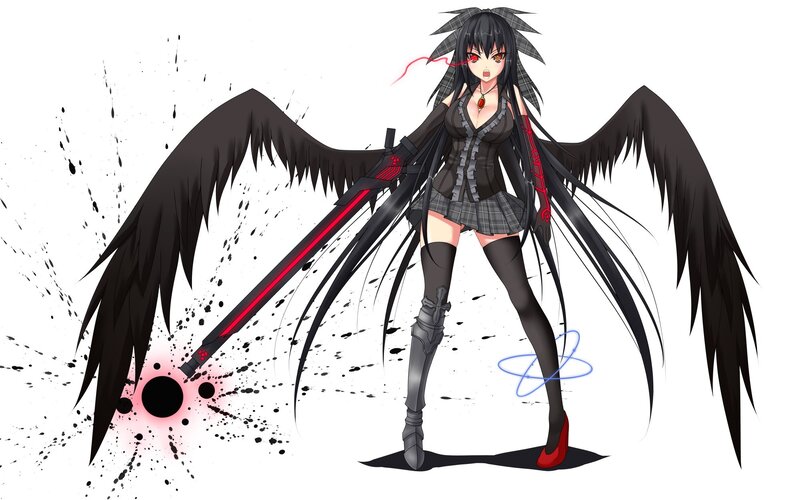anime girl with black wings