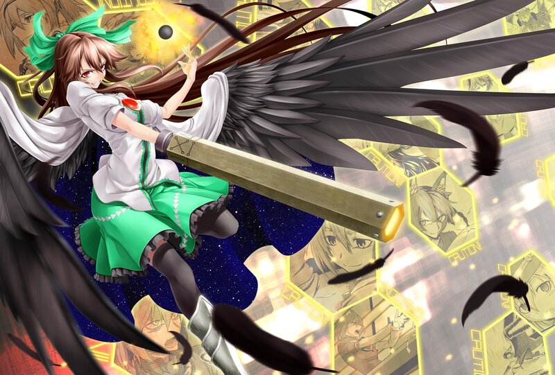 Anime girl with black wings