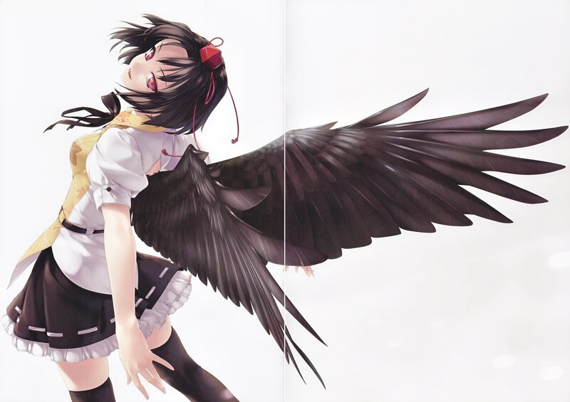 anime girl with black wings