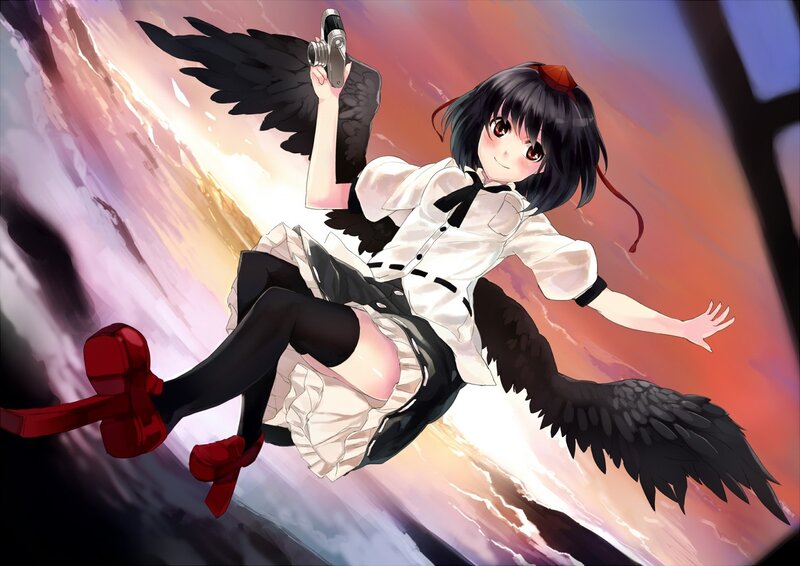 anime girl with black wings