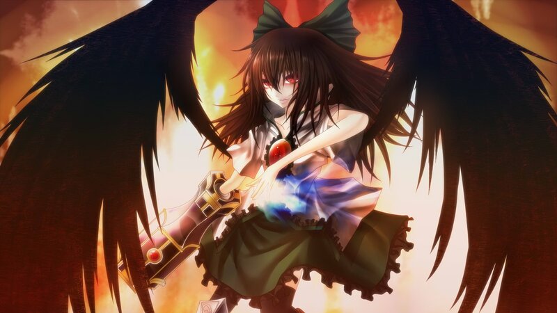 anime girl with black wings