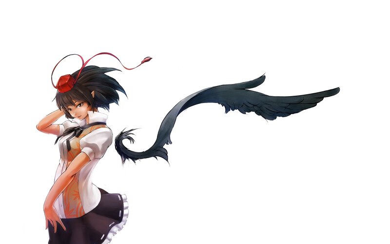 anime girl with black wings