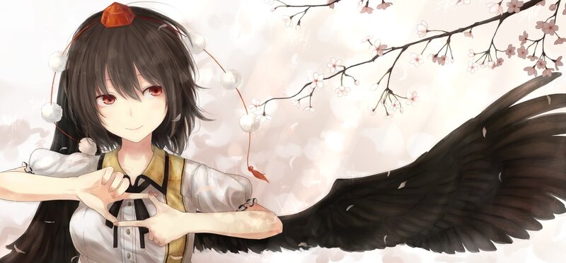 anime girl with black wings