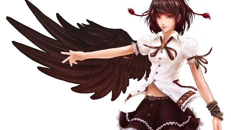 anime girl with black wings