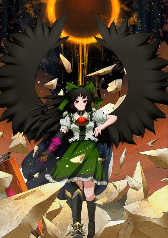 Anime girl with black wings