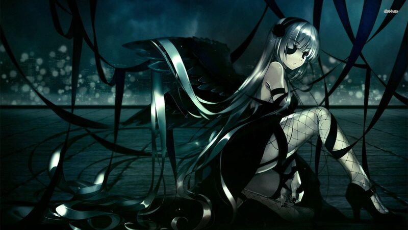 anime girl with black wings