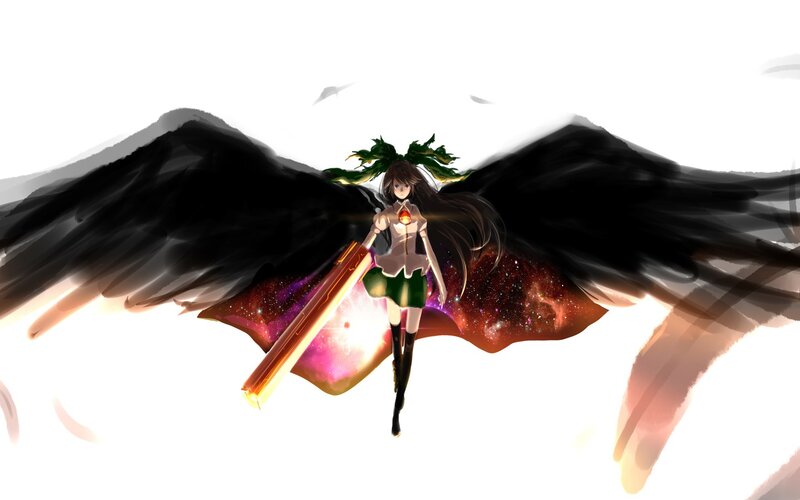 anime girl with black wings
