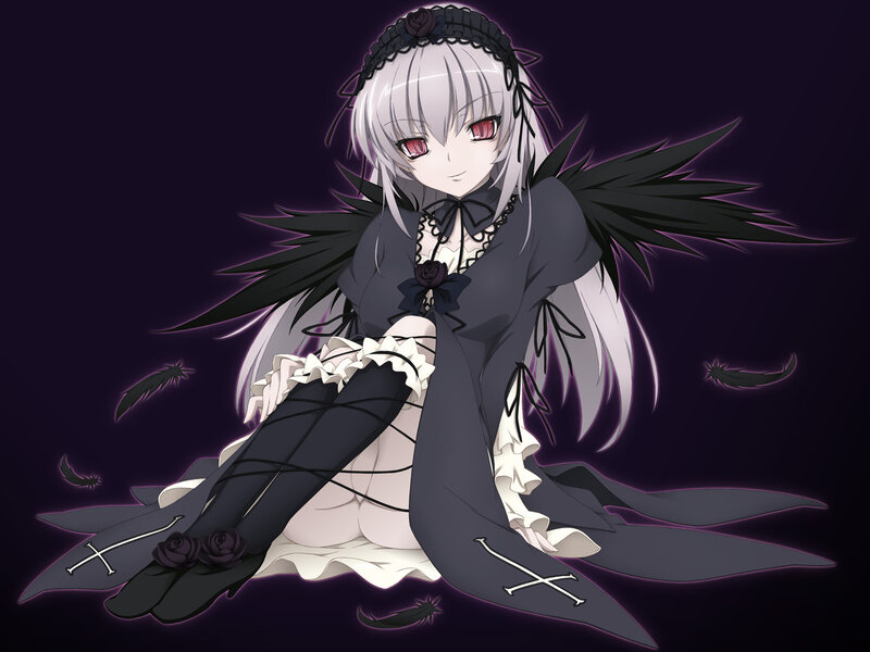 anime girl with black wings