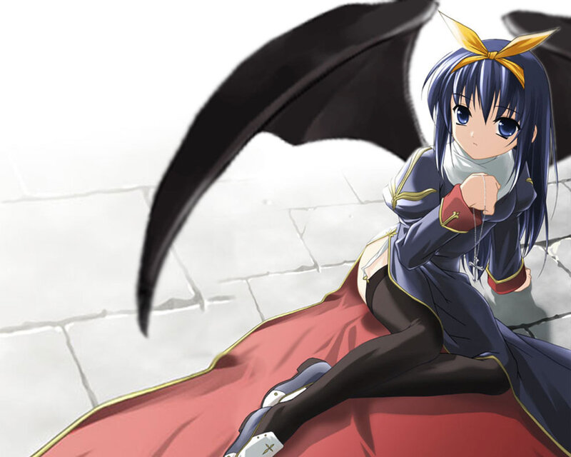 anime girl with black wings