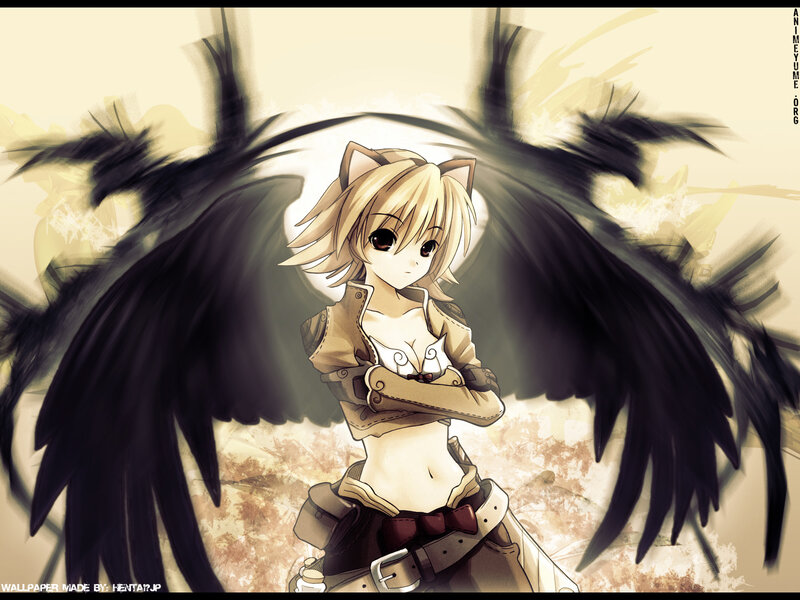 anime girl with black wings