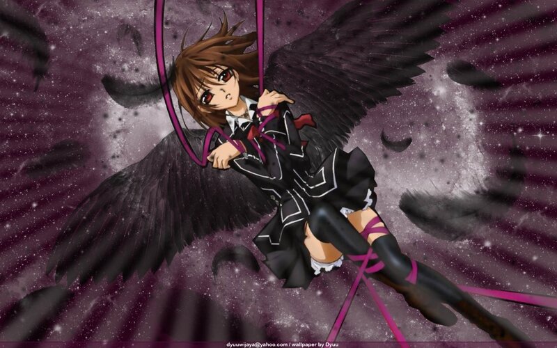 anime girl with black wings
