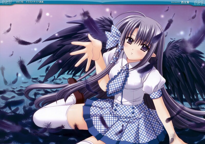 anime girl with black wings