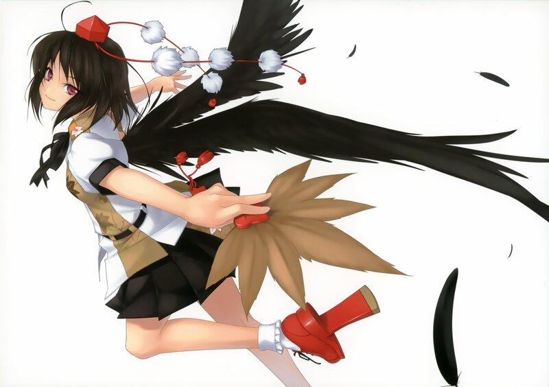 anime girl with black wings
