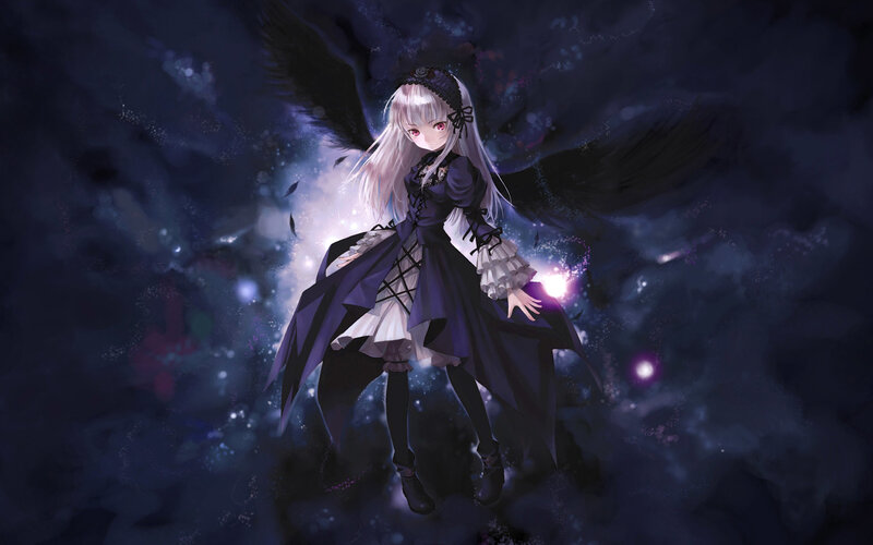 anime girl with black wings