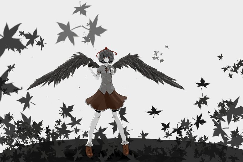 anime girl with black wings