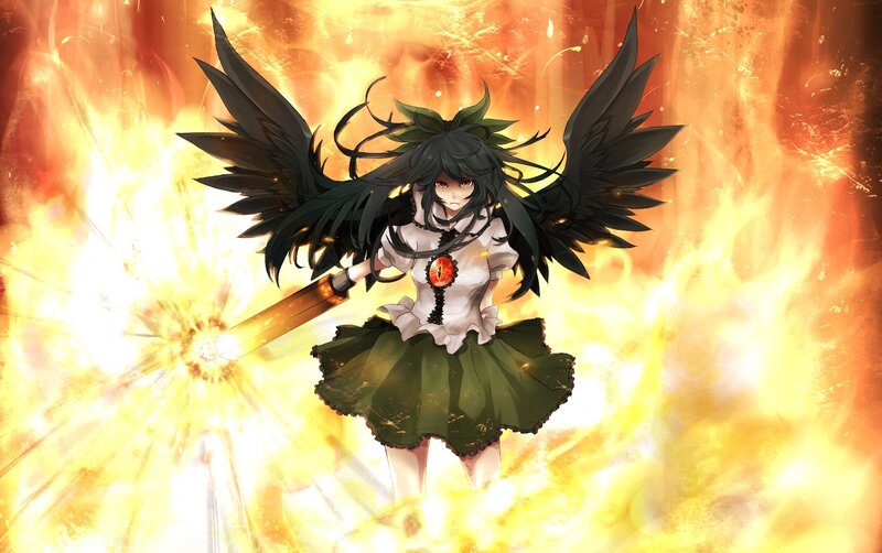 anime girl with black wings