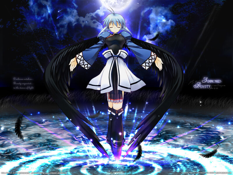 Anime girl with black wings