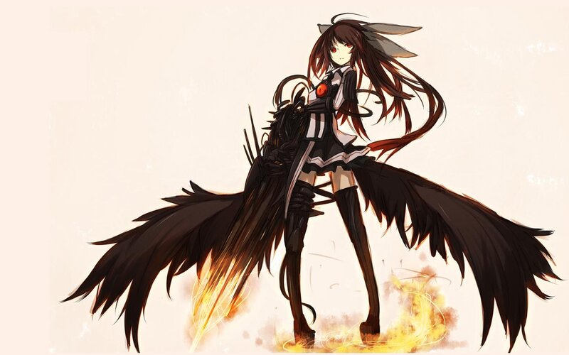 anime girl with black wings