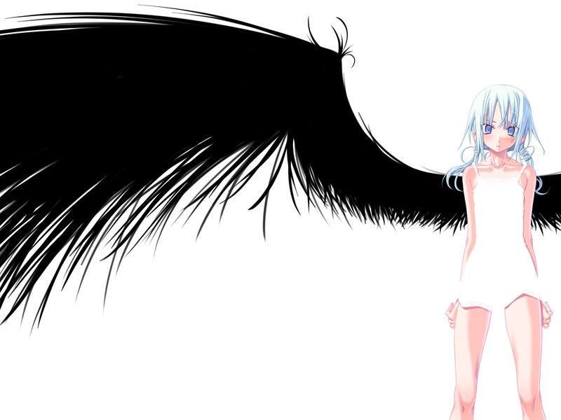 Anime girl with black wings