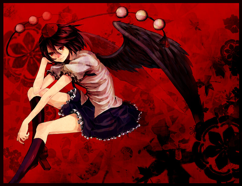 Anime girl with black wings