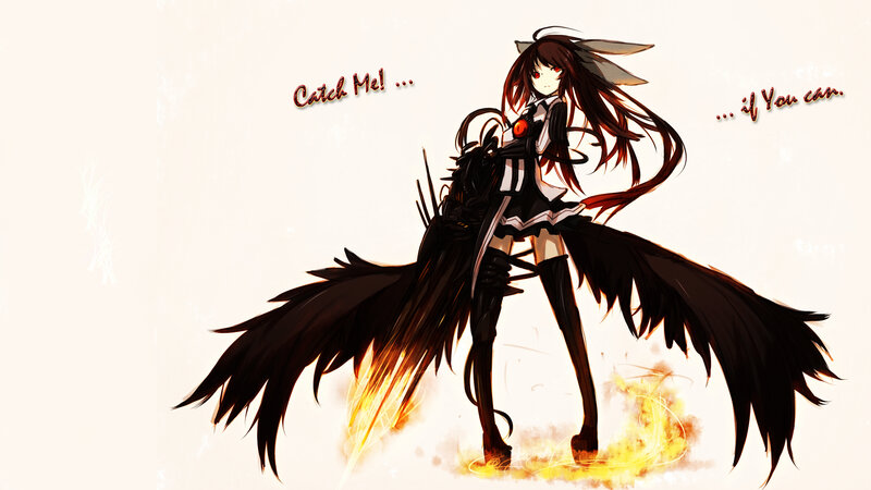 Anime girl with black wings