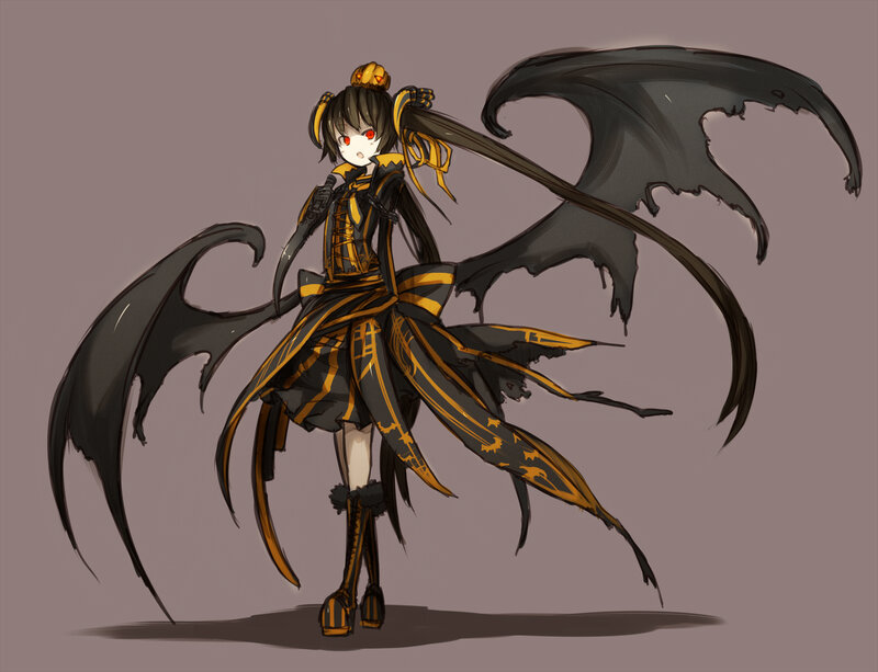anime girl with black wings