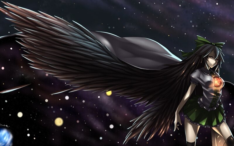 Anime girl with black wings