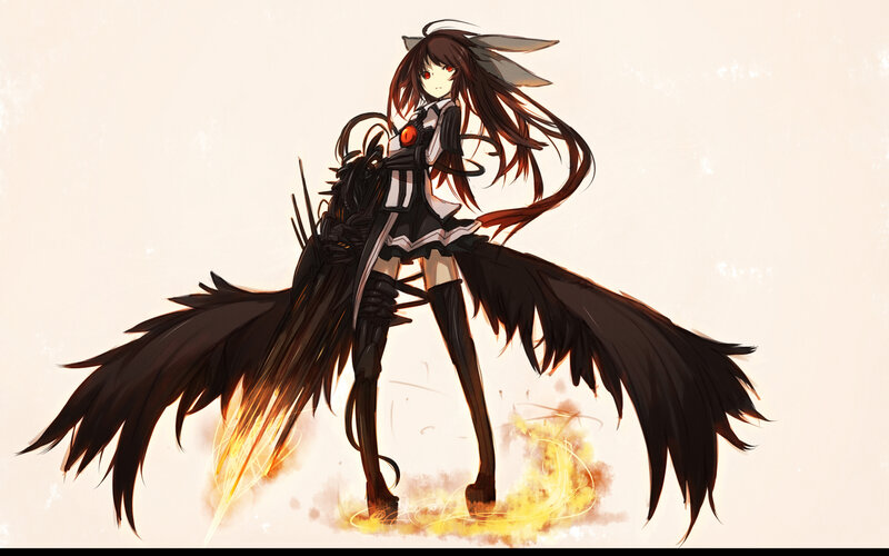 Anime girl with black wings