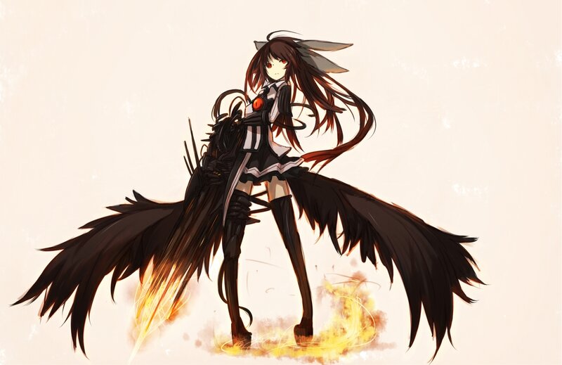 anime girl with black wings