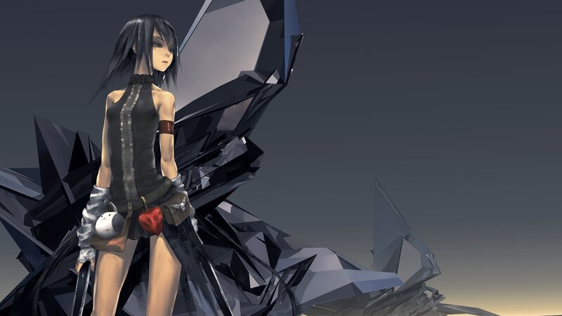 anime girl with black wings