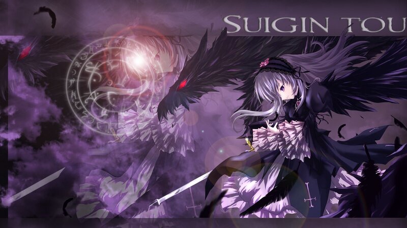 Anime girl with black wings