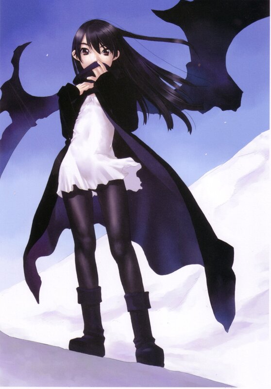 anime girl with black wings