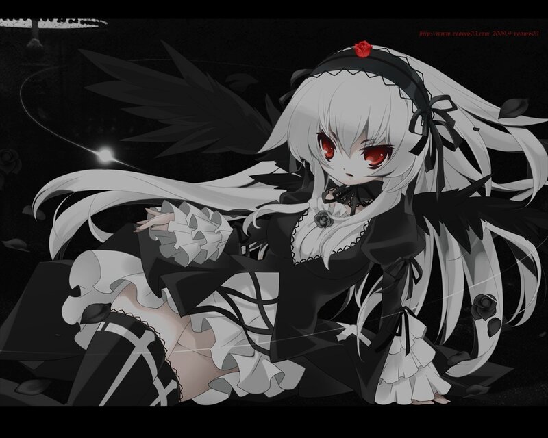 anime girl with black wings
