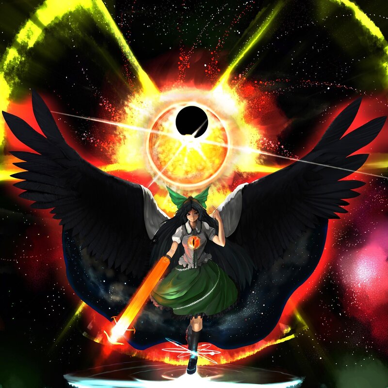 Anime girl with black wings