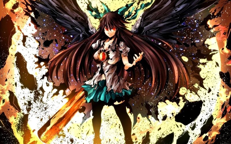 anime girl with black wings