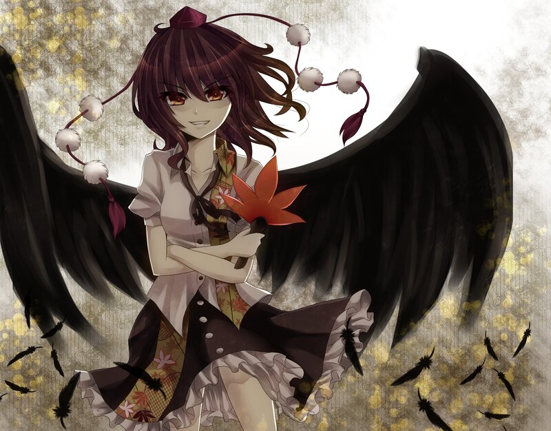 anime girl with black wings