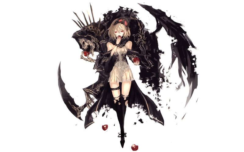 anime girl with black wings