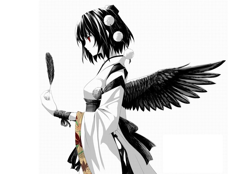 anime girl with black wings