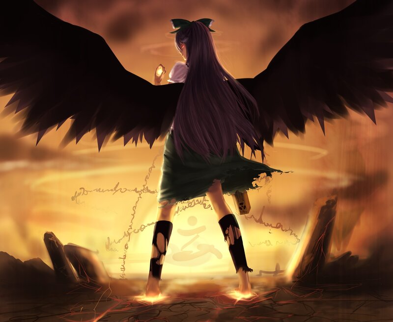 Anime girl with black wings