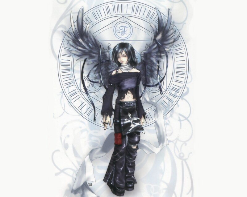 anime girl with black wings
