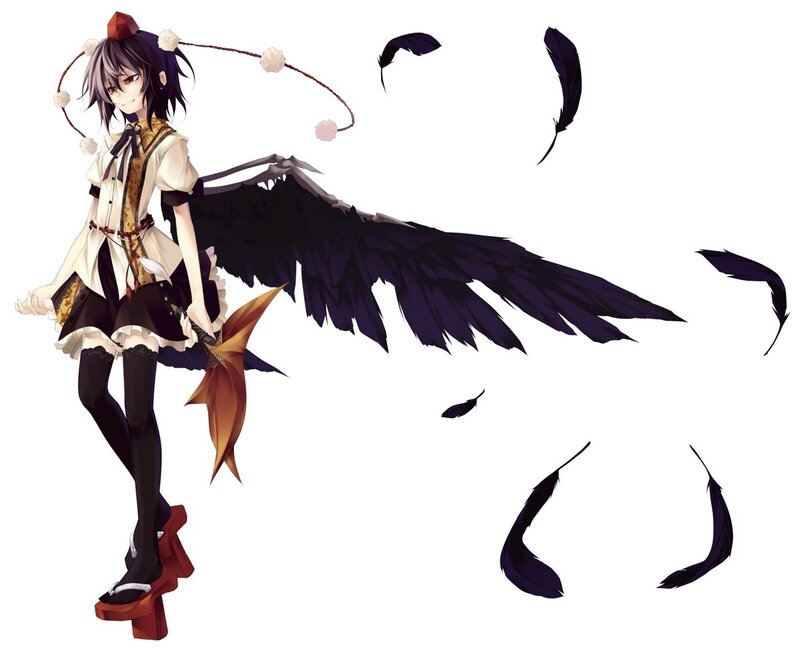 anime girl with black wings
