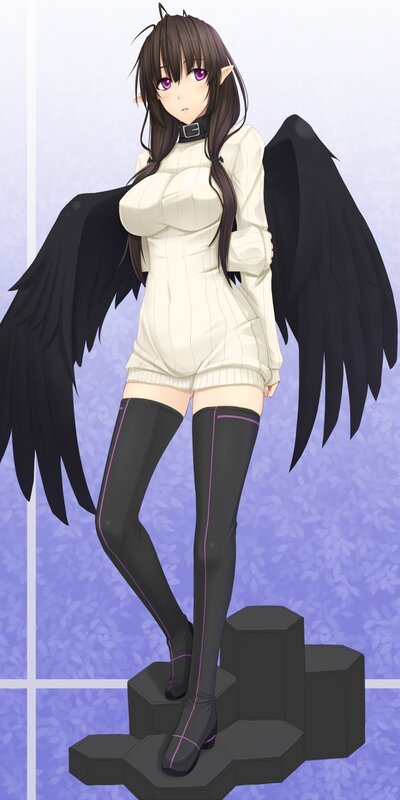 anime girl with black wings
