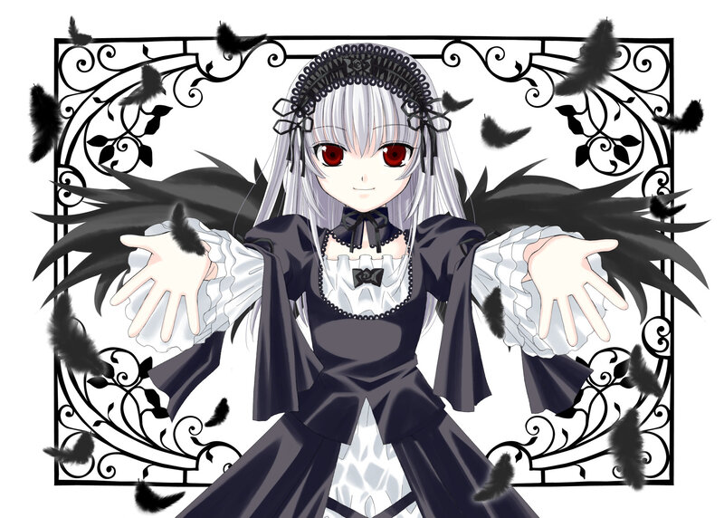 anime girl with black wings