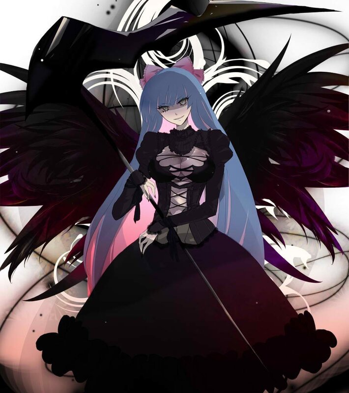 anime girl with black wings