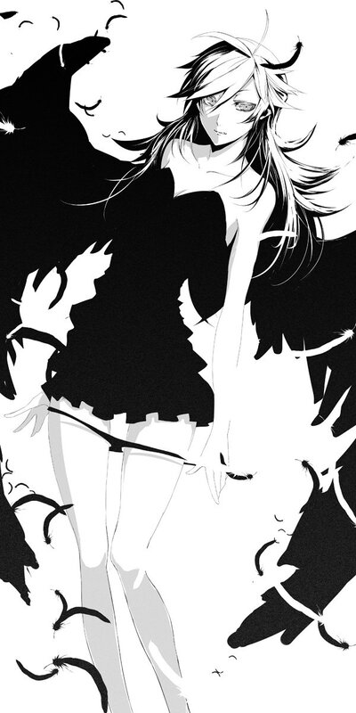 anime girl with black wings