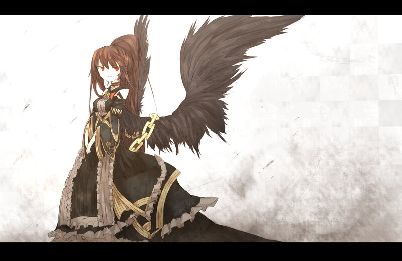 anime girl with black wings