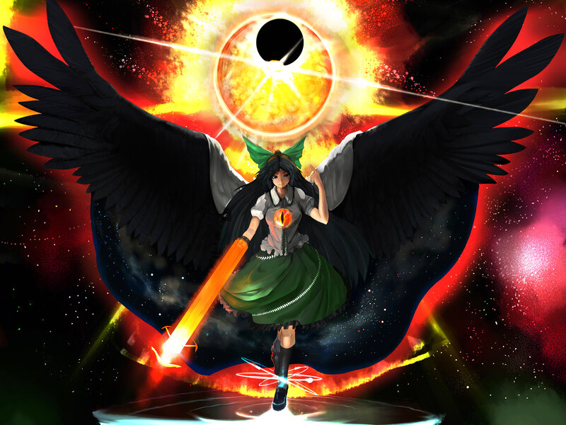 Anime girl with black wings