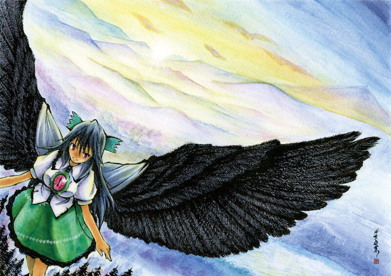 Anime girl with black wings