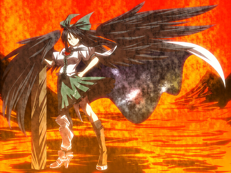 Anime girl with black wings